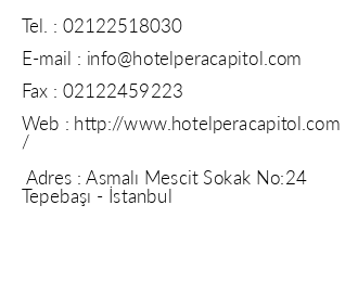 Hotel Pera Capitol iletiim bilgileri